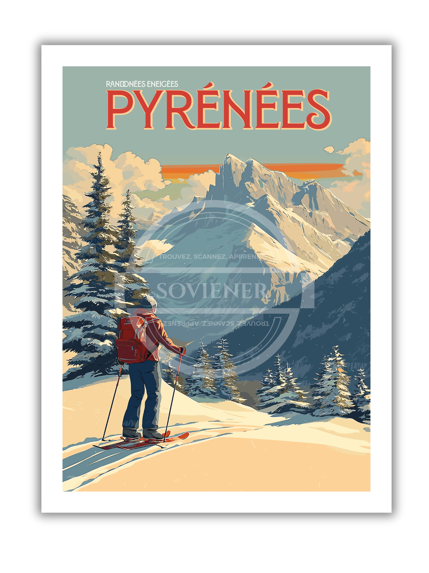 Affiche Les Pyrénées ( Randonnées enneigées)