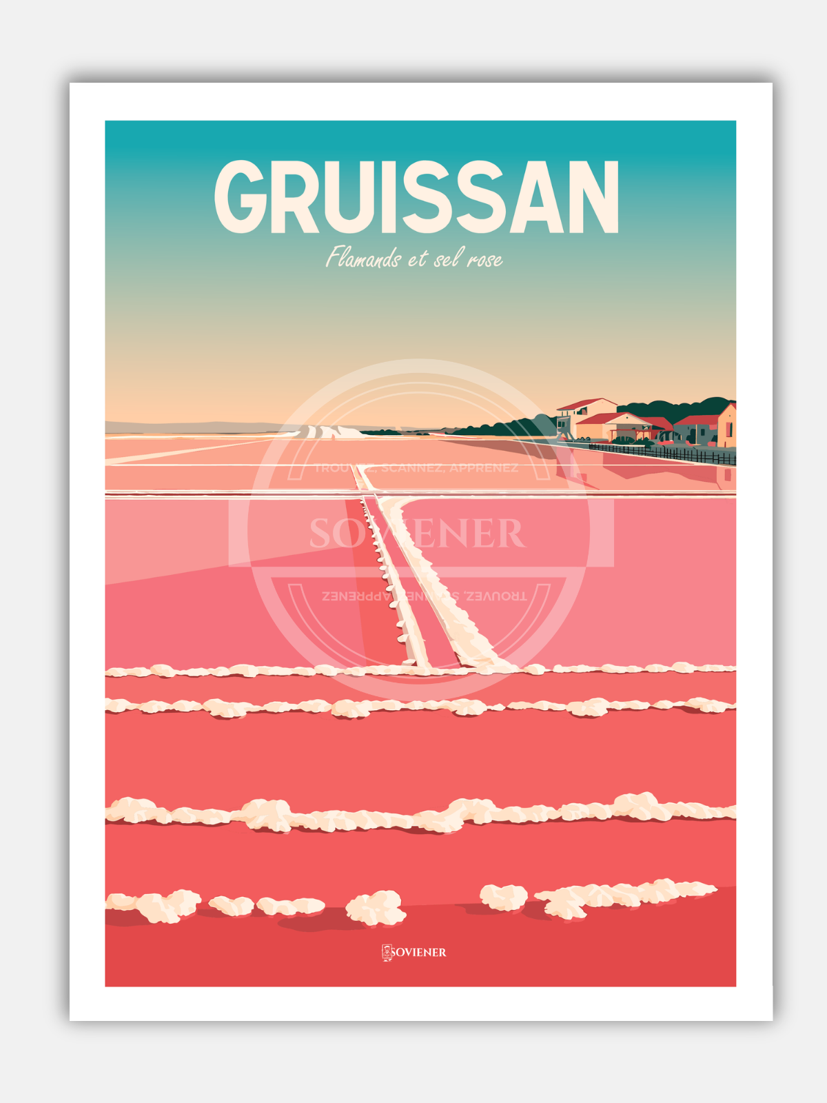 Affiche Gruissan “Flamands et sel rose“